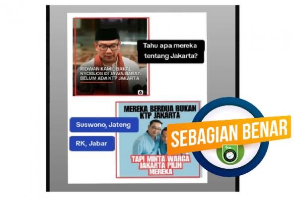 Penjelasan soal Narasi Pencoblosan Ridwan Kamil dan Suswono di Luar Jakarta